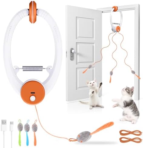 Wortade Automatic Hanging Cat Toy, Interactive Electric cat Teaser, Orange