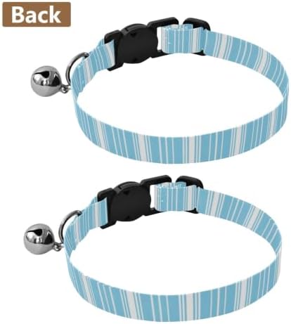 Stripes Light Blue White Pet Collars 2 Pack Collar for Kitten Adjustable 10.6 to 17.1 Inches