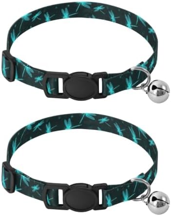 Blue Green Dragonflies Pet Collar 2 Pack for Puppy Adjustable Length 10.6" to 17.1"