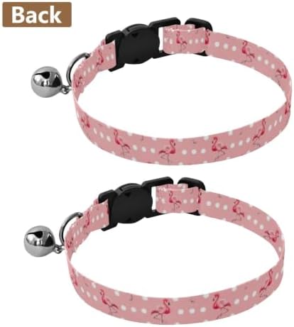 Pink Flamingos White Polka Dots Kitten Collars 2 Pack Pet Collars for Cats Adjustable Length 10.6" to 17.1"
