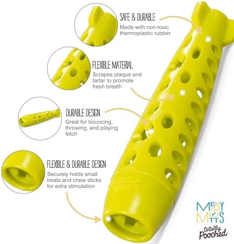 Messy Mutts Totally Pooched Stuff n Chew Rocket Stick, 10 Inch, Green