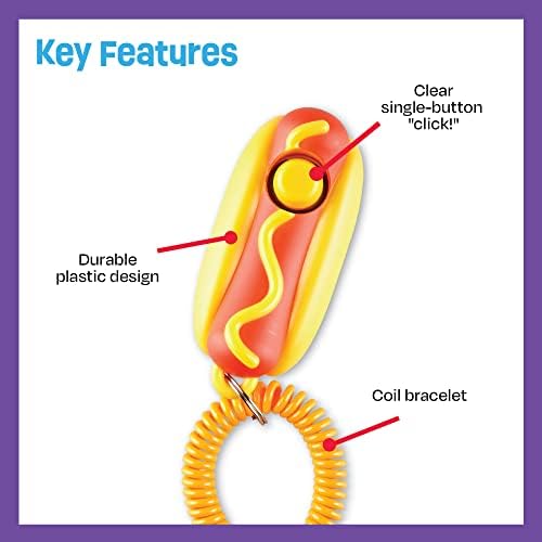 Learning Resources Brightkins Smarty Pooch Training Clicker: Hot Dog - 1 Piece, Enrichment Pet Birthday Toy, All Breeds Interactive Gift for Puppies, Training Tool for Puppies