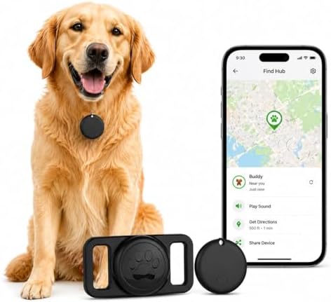 GPS Collar for Dogs (iOS Only) Smart tag,Waterproof Compatible with Apple Find My,No Monthly Fee,Advanced Tracking Solution Smart Collar for Pet Safety Ideal Small Large Dogs (Android Tracker for Dog)