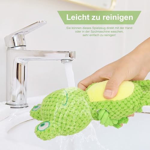 Dog Toys, Dog Squeaker Toys with Crinkle Paper(Green Frog)
