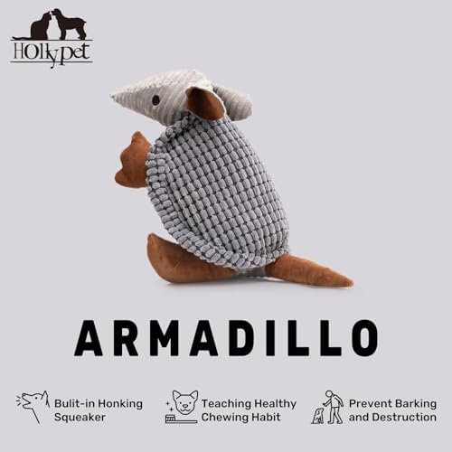 Hollypet Armadillo Squeaky Dog Toys for Medium Large Dogs, 10"