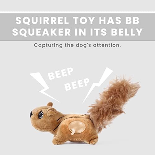 Laifug Hidden Squirrel Plush Dog Toy， Interactive Squeaky Dog Toy Hide and Seek, L