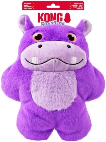 KONG Snuzzles Dog Toy X-Large – Plush Squeaky Dog Toy for Large Breeds – Ultra-Soft, Crinkle Sounds, Durable Interactive Dog Chew Toy for Medium & Large Dogs (Hippo)