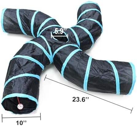 Bemodst Collapsible S-Shape Cat Tunnels - 4 Way Interactive Maze Toy for Kitten, Rabbit, Ferret