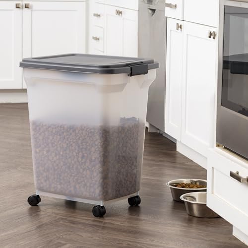 IRIS USA Dog Food Storage Container, Up to 58 lbs, Dark Gray, Made in USA