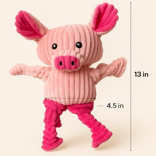 Jalousie Plush Toys Assortment Value Bundle Puppy Pet Mutt Squeak Toy for Medium Large Dogs (5 Pack Knotted)