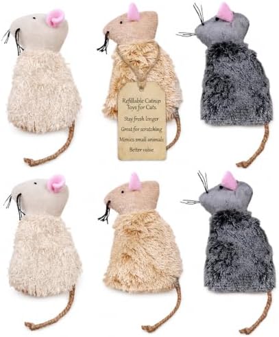 Ipetboom Refillable Catnip Toys for Cats - 6 Pack Interactive Cat Chew Toys