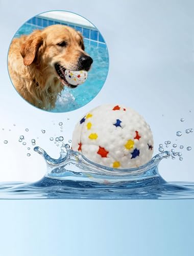 ETPU Squeaky Tennis Ball Interactive Pet Toys for Dog- 2 Pack, Dental Cleaning, Boredom Relieve Water Floating Dog Toy Ball, World Cup Soccer Pool Dog Toy for Erichment Fetch Game on Beach, Lake