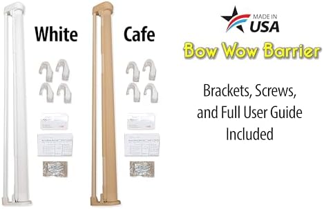 Bow Wow Barrier 28-Inch White Retractable Exterior-Door Barrier for Pets | USA-made Smart Retract hardware-mounted barrier for exterior doors; opens with the door to help keep dogs & cats inside