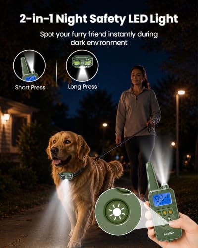 Shock Collar for 3 Dogs, Beep & Safe Shock, Vibration/Light, IPX8