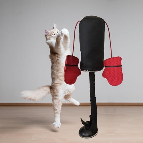 Punching Bag Toy, Interactive Boxing Toy with Dangling Gloves for Indoor Pets, Kitten Exercise Play