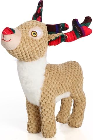 Christmas Dog Toy for Large Dogs（Standing Reindeer）, Durable and Stuffed Christmas Squeaky Dog Toys, Dog for Interaction and Teeth Cleaning