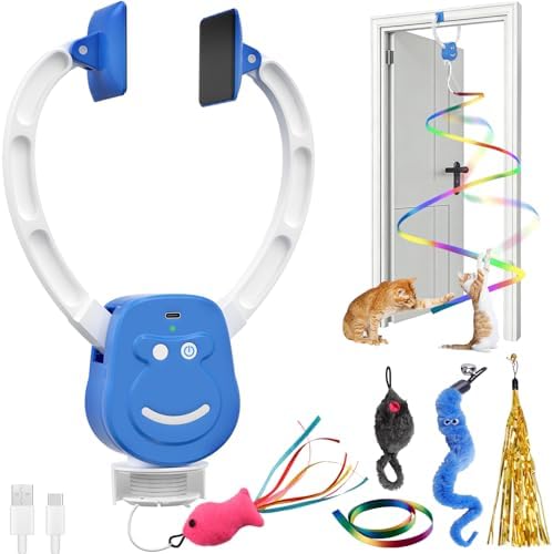 Motion Activated Clip-On Doorway Cat Toy, Rechargeable Automatic Hanging Interactive Toy, Indoor Chase & Play Enrichment Toy for Kittens, Adult Cats and Multi-Cat Homes