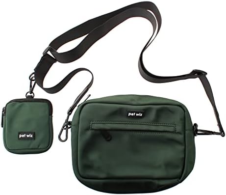 pet wiz Dog Walking Bag with Detachable and Adjustable Strap & Matching Treat Pouch (Green)