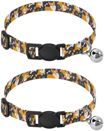 Cute Cartoon Dogs Poses Pet Collars 2 Pack Pet Collars for Cats Adjustable Length 10.6" to 17.1"