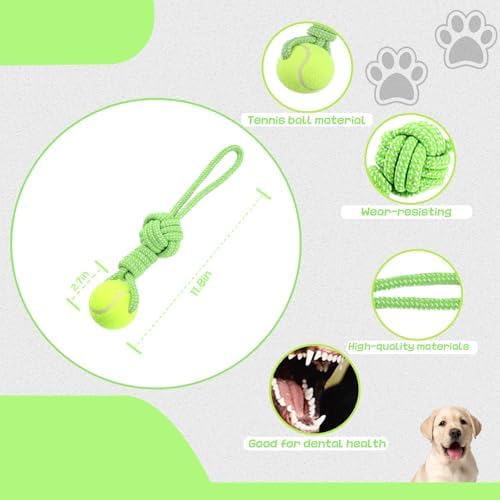 Dog Rope Toy Tug Outdoor Puppy Interactive Dog Toy 1 Knot with Tennis Ball