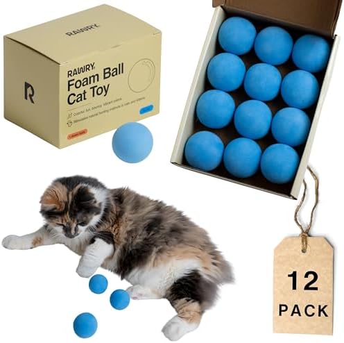 Rawry Foam Ball Cat Toy for Indoor Cats & Kittens,12 Pack, Blue