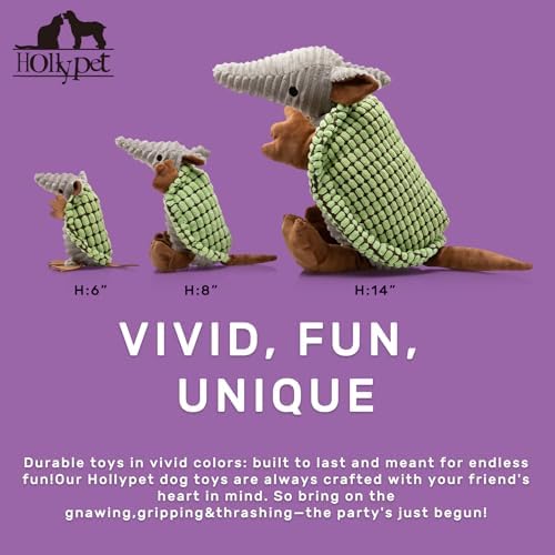 Hollypet Armadillo Squeaky Dog Toys for Medium Large Dogs, 14"