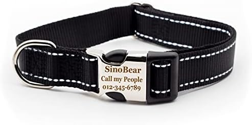 Durable Custom Dog Collar Laser Engraved Name Plate Sizes Adjustable