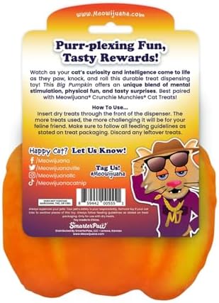 Meowijuana Knock 'n' Nibble Fall Pumpkin Treat-Dispensing Cat Toy