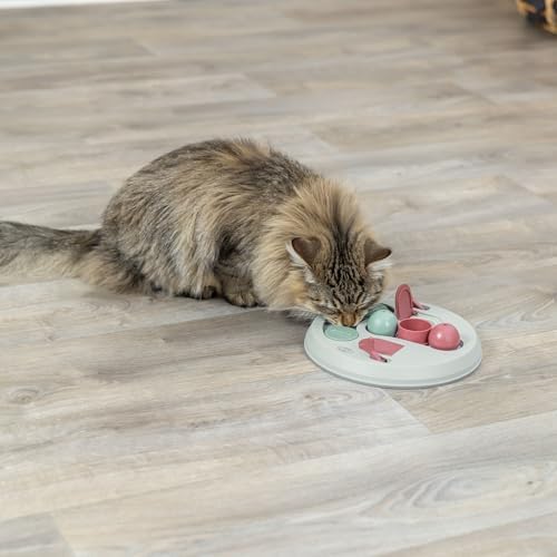 TRIXIE Cat Activity Hide 'N Slide Strategy Game – Cat Puzzle Toy with Treat Dispenser for Mental Stimulation – Interactive Puzzle Feeder for Enrichment Exercises – 9.1 in, ø 23 cm