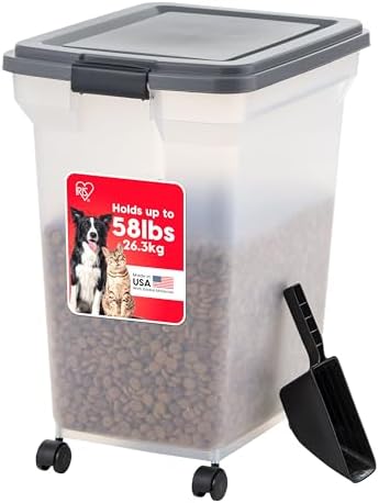 IRIS USA Dog Food Storage Container, Up to 58 lbs, Dark Gray, Made in USA