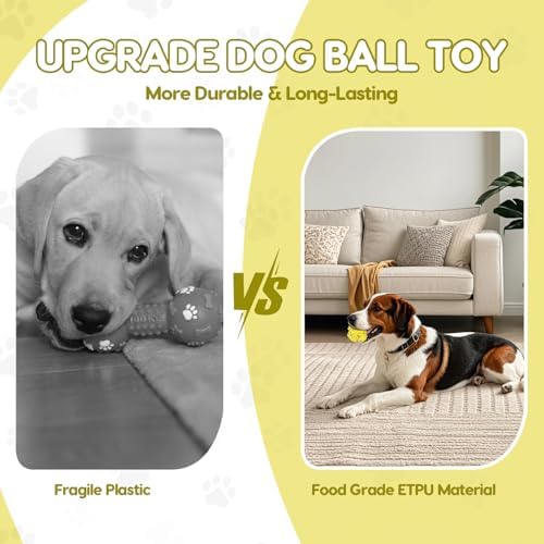 Spike Ball Dog Toy, 10cm Tough ETPU Dog Balls for Aggressive Chewers, Pets Tennis Balls for Dogs, Interactive Dog Chew Balls Toys, Ball Launcher for Fetch Game, Teeth Cleaning Float Water Puppy Toys