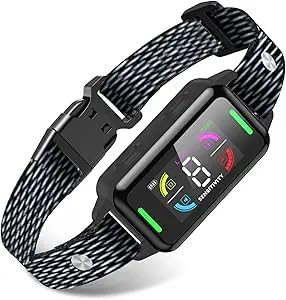 Dog Bark Collar Automatic Shock Collar Rechargeable Anti-Bark Training Collar Multifunctional Waterproof Dogs Stop Barker with 6 Safe Training Modes for Dog Weighing Over 8 Pounds (Black)