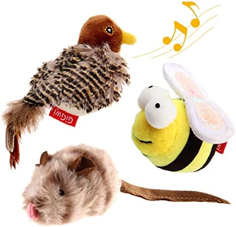 Gigwi 3 Pack Automatic Cat Toys, Interactive Squeaky Toys for Cats Inddoor