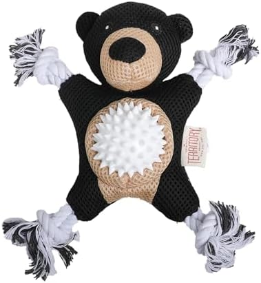 Territory 2 in 1 No Stuffing Removable Fetch Ball Tug Dog Toy for Small Medium Large Dogs, Black Bear