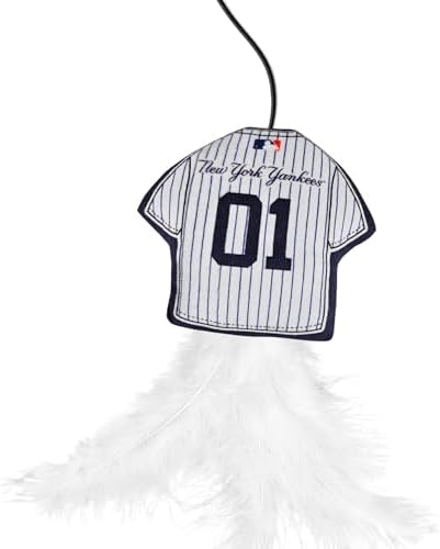 Pets First MLB New York Yankees Team Jersey Wand with CAT NIP, Cat Toy Jersey Shaped Plush Teaser Toy for Cats & Kittens - Interactive Pet Toy for Play & Exercise