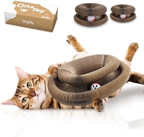 2PCS Kitty Curls Cat Toys Foldable Accordion Honeycomb Cat Scratching Board Toy with Ball - for Indoor Cats & Kittens, Twisty Paws cat Toy(2pcs)