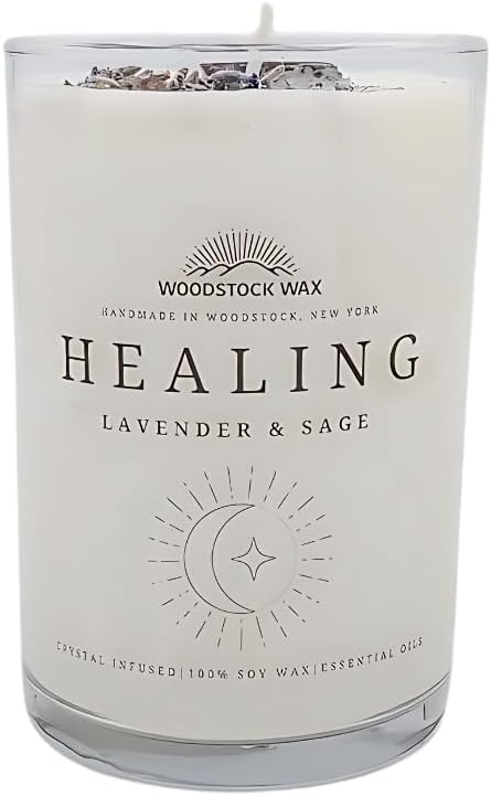 Candlestock Handmade Healing Aromatherapy Natural Soy Wax Lavender and Sage Essential Oils Scented Jar Candle