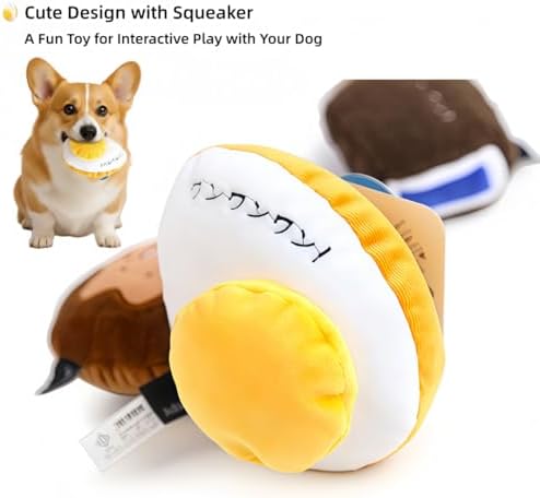 Dog Plush Squeaky Toy – 2 Pack Super Big Egg Shape, Interactive Training & Chew Toy for Small, Medium & Large Dogs, Teeth Cleaning & Boredom Relief (Medium, 2 Pack Super Jumbo Egg)