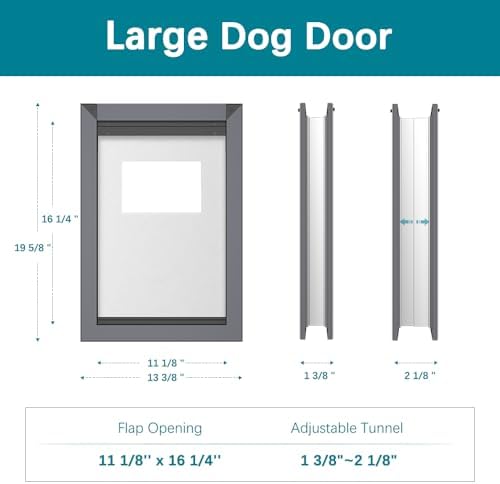 HARDLIGHT Aluminum Large Dog Door for Door, Easy Installation Doggie Door