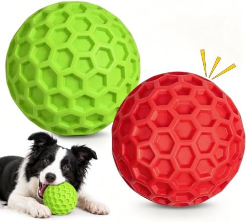 Squeaky Dog Balls Toy 2 Pack, Interactive Dog Toys for Aggressive Chewers, Squeaky Balls for Dogs, Durable Dog Chew Toys for Medium Large Dogs, Dog Balls for Aggressive Chewers, Outdoor Dog Toys