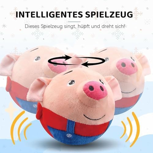 Active Moving Pet Plush Toy, 2026 Interactive Dog Toys Talking Moving Dog Ball Toy Washable Cartoon Pig Plush Sound Electronic Herding Ball for Dogs Shake Bounce Boredom Toys (Pink+Blue Pig)