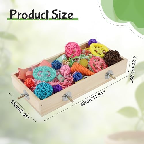 Bird Foraging Toys Box, Wooden Foraging for Birds, Colorful, L