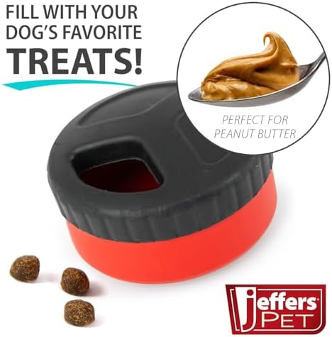 Jeffers Pet Natural Rubber Dog Chew Toy – Red Hocky Disc, Medium – Treat Dispensing, Vanilla Scent, Durable, Non-Toxic, Dishwasher Safe, Interactive Fetch & Tug Toy - Perfect for Training