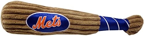 MLB New York Mets Baseball Bat Toy for DOGS & CATS. Soft Corduroy Plush Dog Toy with Inner SQUEAKER, MLB Chew Toys for Dogs or Cats. Durable Fun Interactive Dog Toy with Team Names and Logo