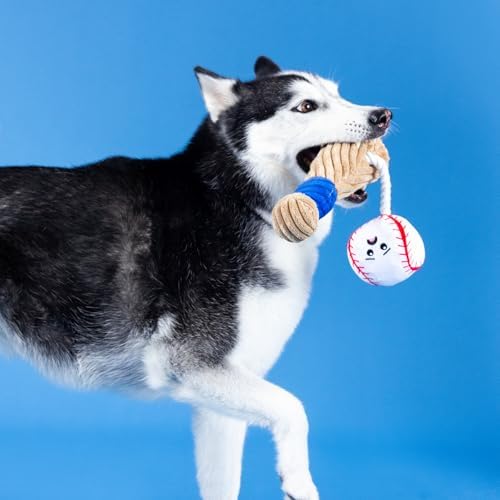 Fringe Studio Plush Dog Toy with Rope, Batter UP, Pet Shop Collection (314243)