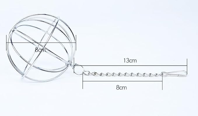 Rabbit Hay Feeder Ball, Stainless Steel Hanging Chew Toy and Forage Dispenser for Small Animals Cage, Hamsters Gerbils Chinchillas Guinea Pigs(Silver)