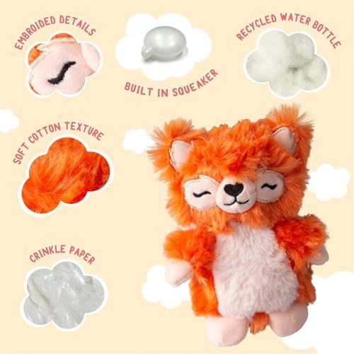 SNUG AROOZ Young Panda - Orange-White Plush Dog Toy, Squeaks & Crinkles, Pet Multi-Sensory Play, Recycled Material, 3x6 Soft-Cuddly Animal Companion