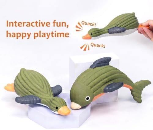 Squeaky Duck Dog Toy, Latex Chew Toy for Interactive Play