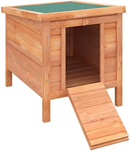 Small Wooden Rabbit Hutch with Openable Waterproof Roof Outdoor Bunny Cage for Guinea Pigs Ducks Puppies - 16.5" L x 20" W x 17" H Natural Wooden Pet House for Garden & Patio