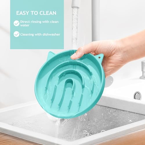 Coomazy Slow Feeder Cat Bowl Silicone Pet Puzzle Feeder for Slow Eating